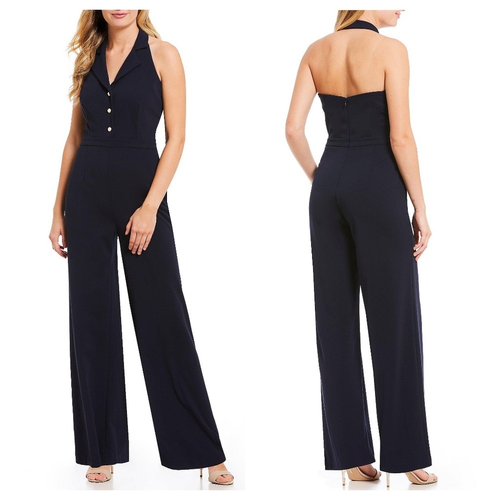 Ivanka Trump Navy Halter Neck Jumpsuit Romper